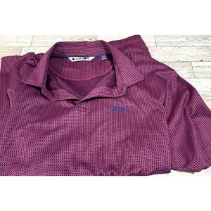 Black Clover Polo Shirt Mens Purple Black Geometric Print Golf Performance LARGE